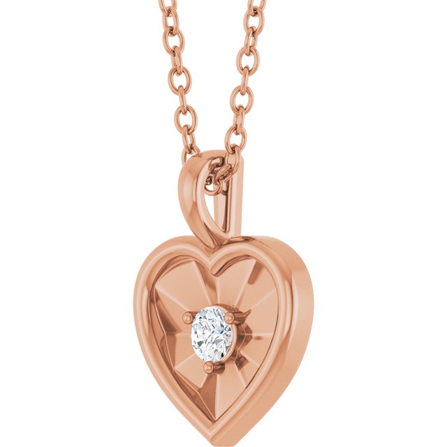 14K Gold 1/10 CT Natural Diamond Heart 18&quot; Necklace Valentine&#39;s Day Gift