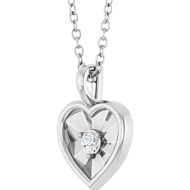 14K Gold 1/10 CT Natural Diamond Heart 18&quot; Necklace Valentine&#39;s Day Gift