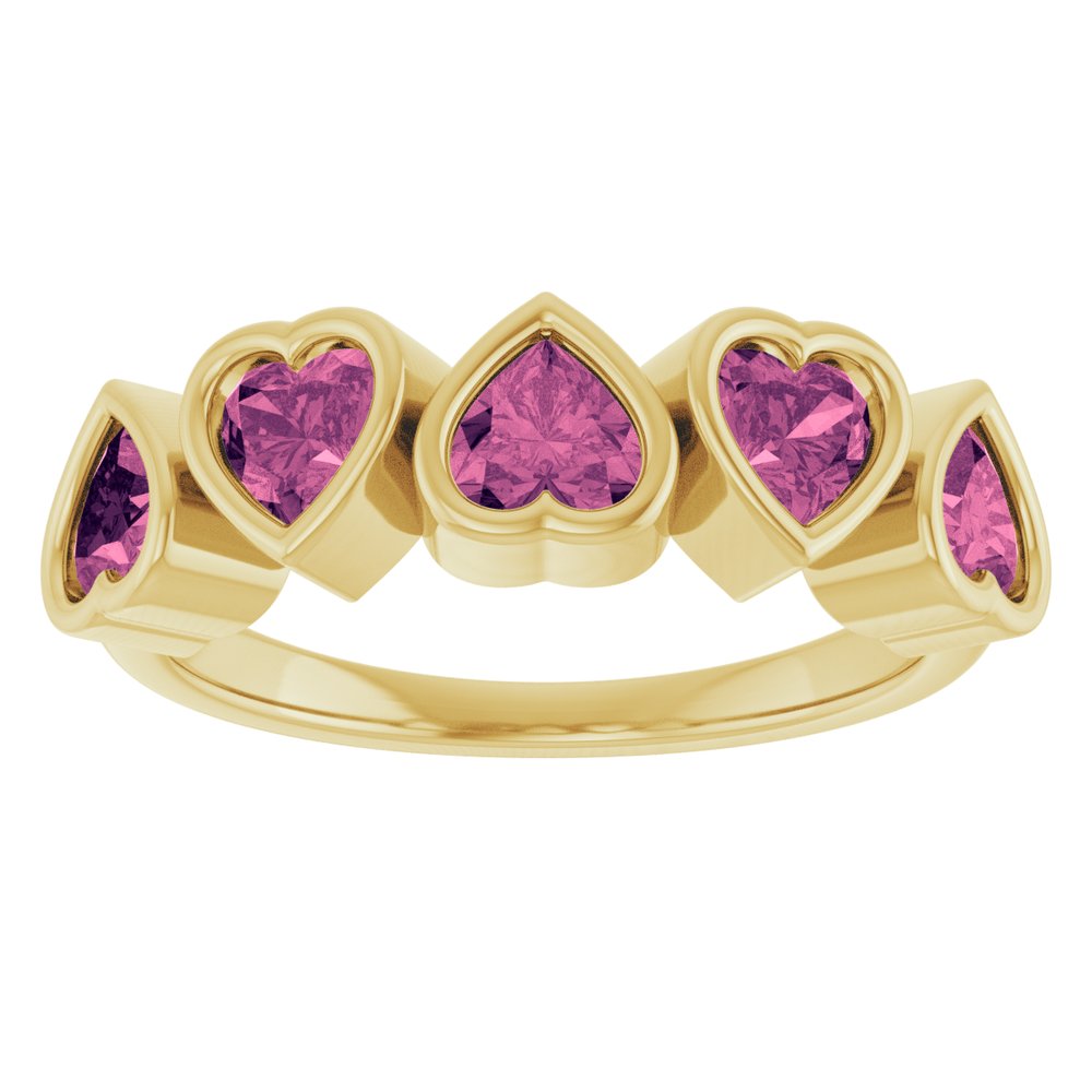 14K Gold Natural Tourmaline Birthstone Heart Ring Valentine&#39;s Day Gift