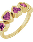 14K Gold Natural Tourmaline Birthstone Heart Ring Valentine's Day Gift