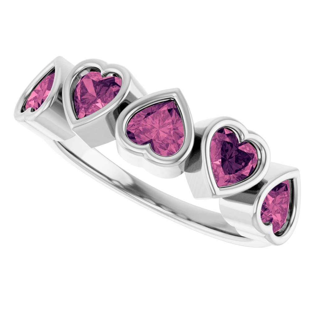 14K Gold Natural Tourmaline Birthstone Heart Ring Valentine&#39;s Day Gift