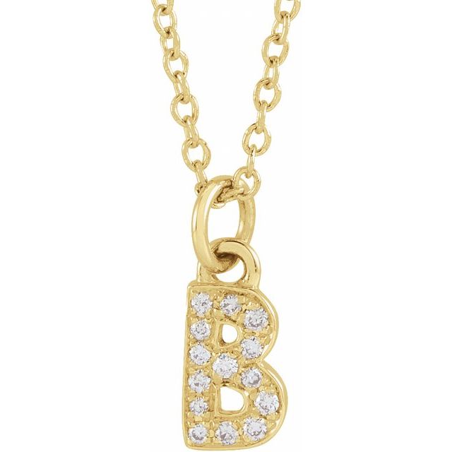 Natural Diamond Initial Necklace 14K .05 CTW