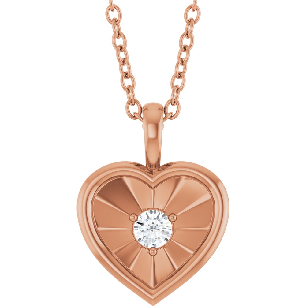 14K Gold 1/10 CT Natural Diamond Heart 18&quot; Necklace Valentine&#39;s Day Gift