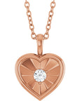 14K Gold 1/10 CT Natural Diamond Heart 18" Necklace Valentine's Day Gift