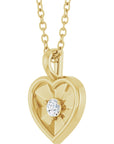 14K Gold 1/10 CT Natural Diamond Heart 18" Necklace Valentine's Day Gift