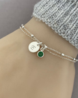 Birthstone and Initial Bracelet