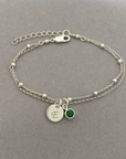 Birthstone and Initial Bracelet