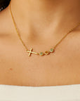 Cross with Birthstone Necklace