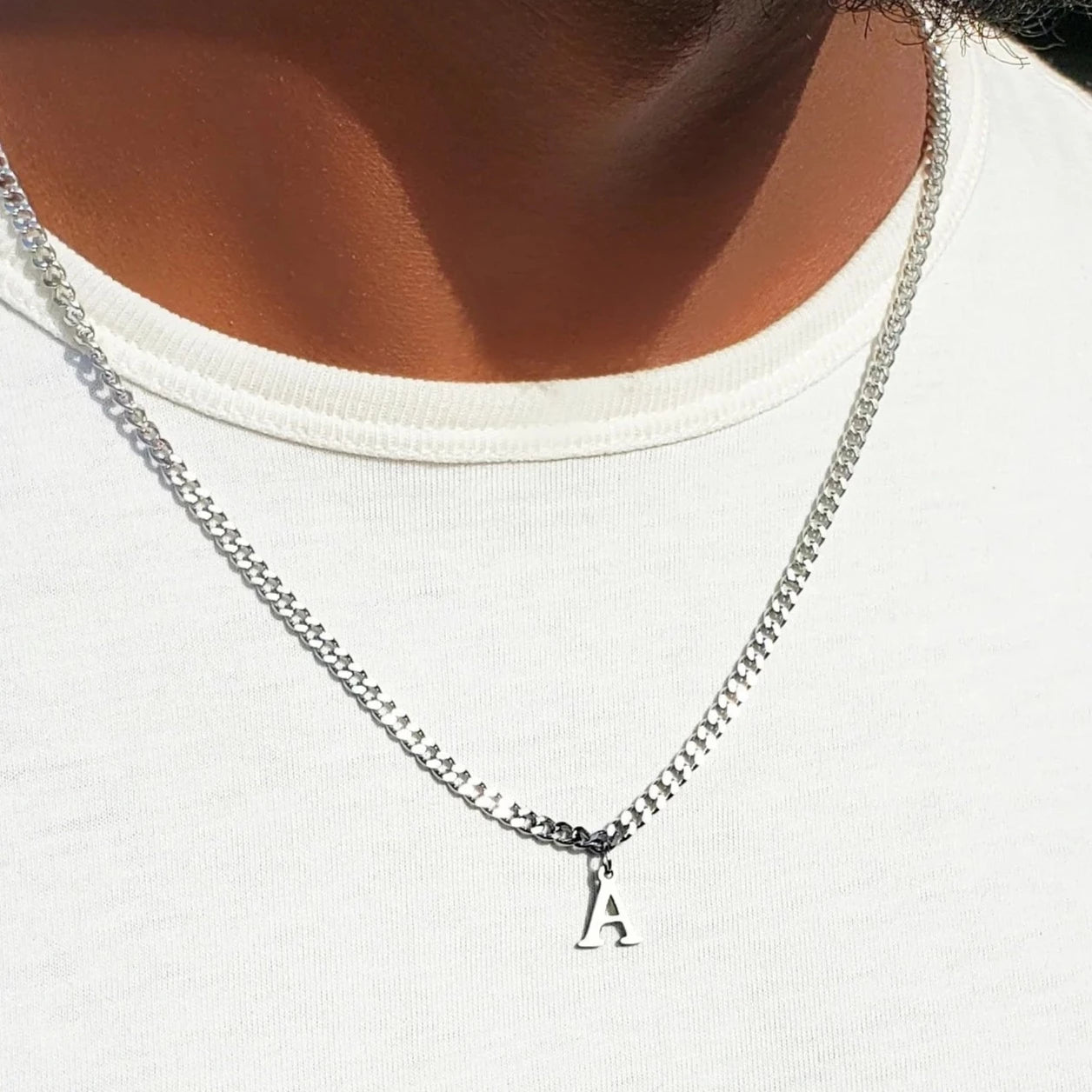 Mens Cuban Initial Necklace