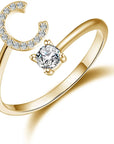 Diamond Initial Ring Adjustable