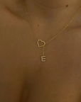 Heart Necklace with Diamond Initial