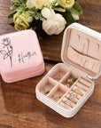 Custom Name Birth Flower Jewelry Box