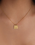 Script Initial Tag Necklace