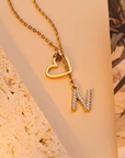 Heart Necklace with Diamond Initial