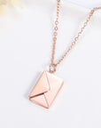 Personalized Envelope Letter Necklace with Real Rose Box