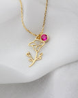 Personalized Flower Necklace with Birthstone
