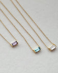 Dainty Baguette Birthstone Necklace